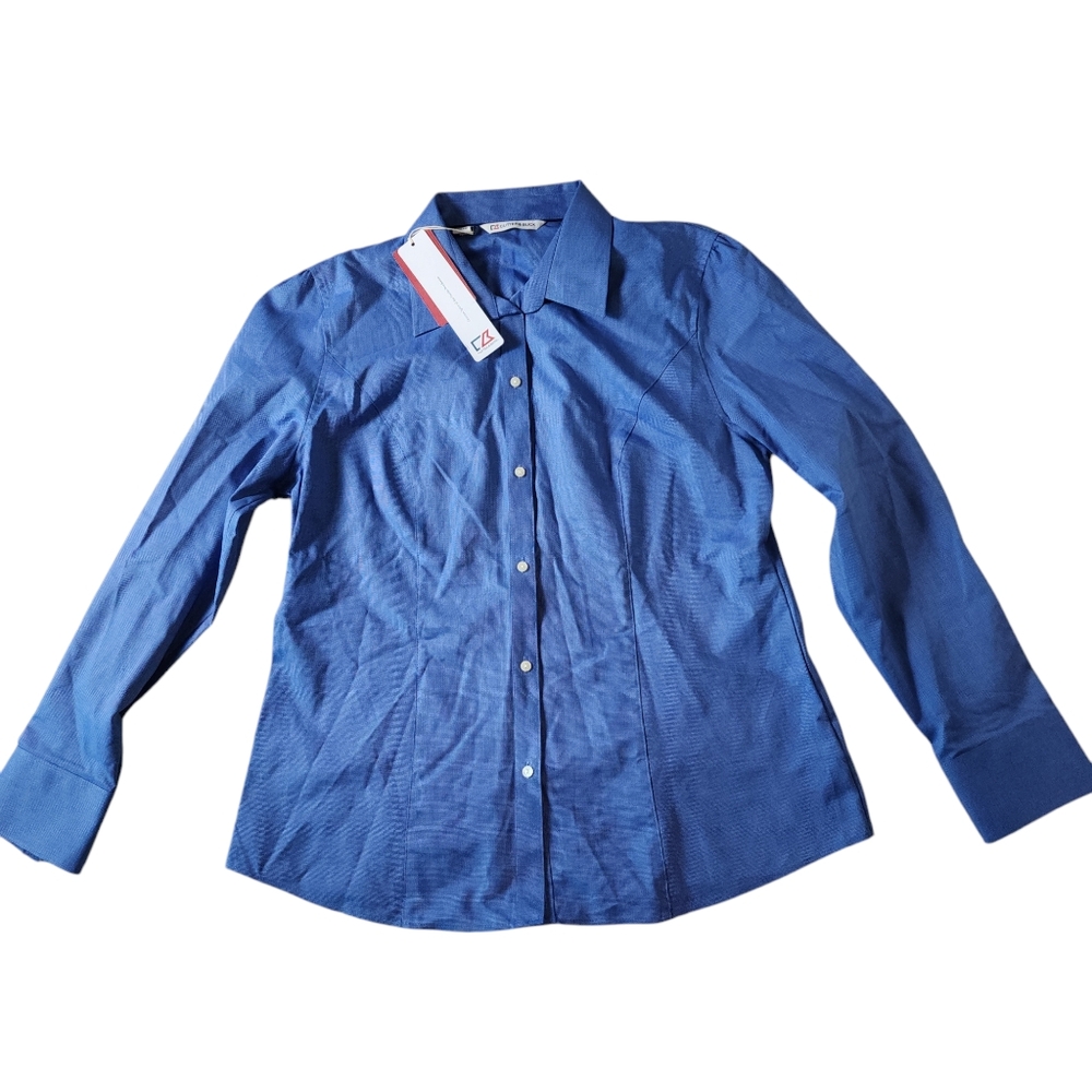 Womens Cutter And Buck Long Sleeved Button Up Shirt Size XL Blue